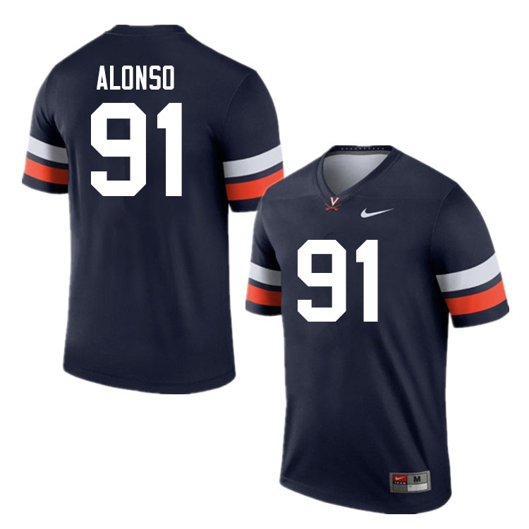 Men #91 Mandy Alonso Virginia Cavaliers College Football Jerseys Sale-Navy - Click Image to Close